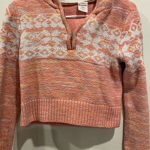 No Boundaries Pink and Cream V-Neck Sweater